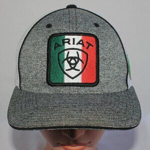 Ariat Men's Flexfit 110 Mexican Flag Gray Trucker Hat Cap One Size Snapback